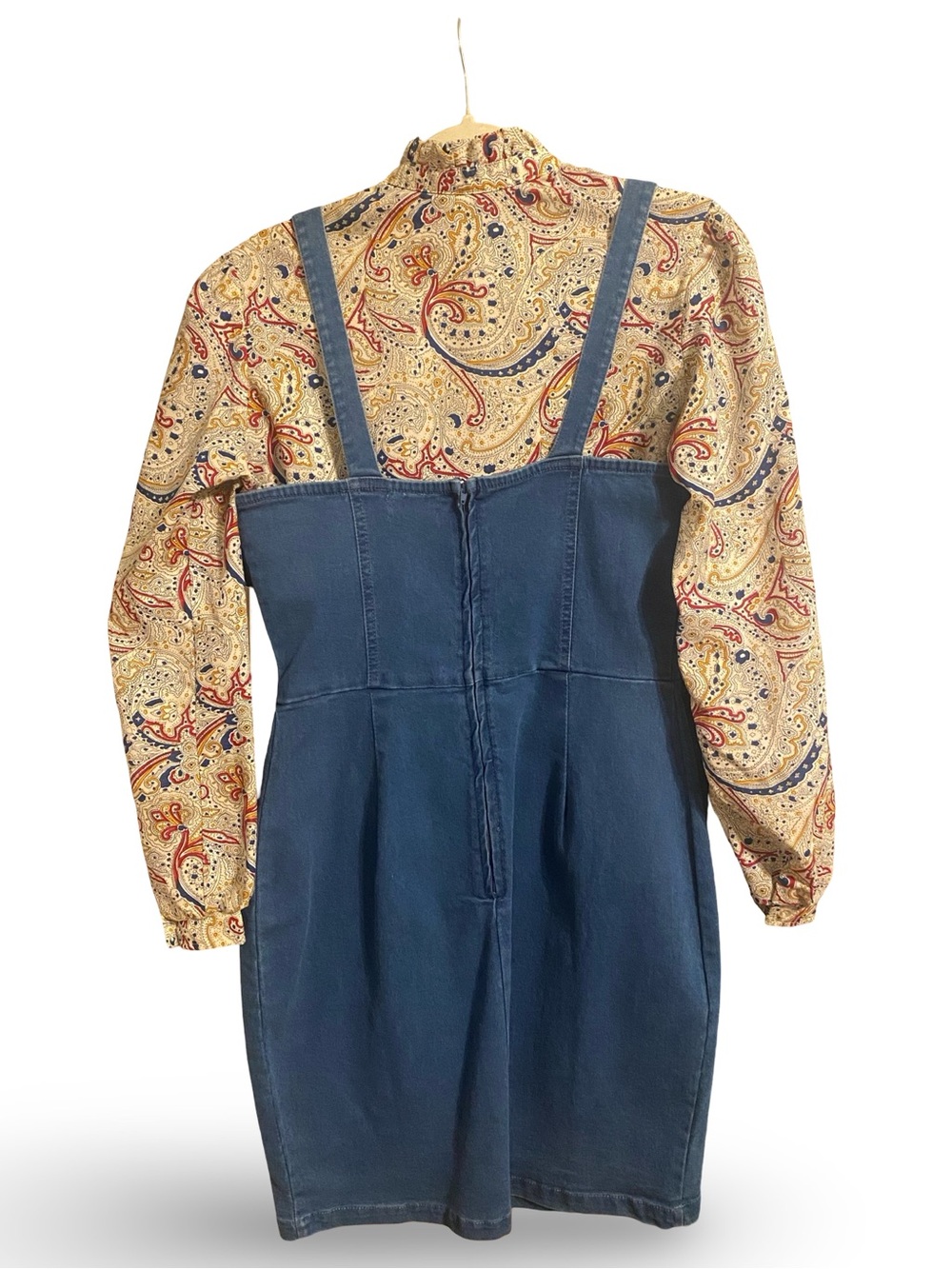 Indigo Denim Mini Dress with Button Bodice - Picture 3 of 6